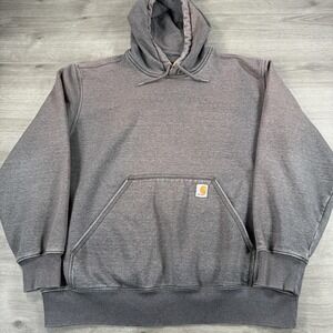 Carhartt Hoodie Sweatshirt Mens XL Gray Original Fit Pullover Faded Distressed
